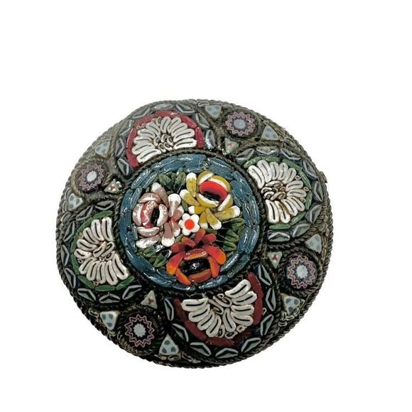 Vintage estate Italian micro mosaic floral brooch - Picture 1 of 7